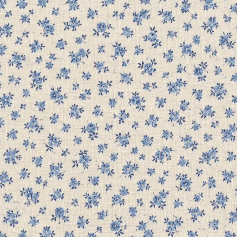 Tissu Coton bleu fleuri